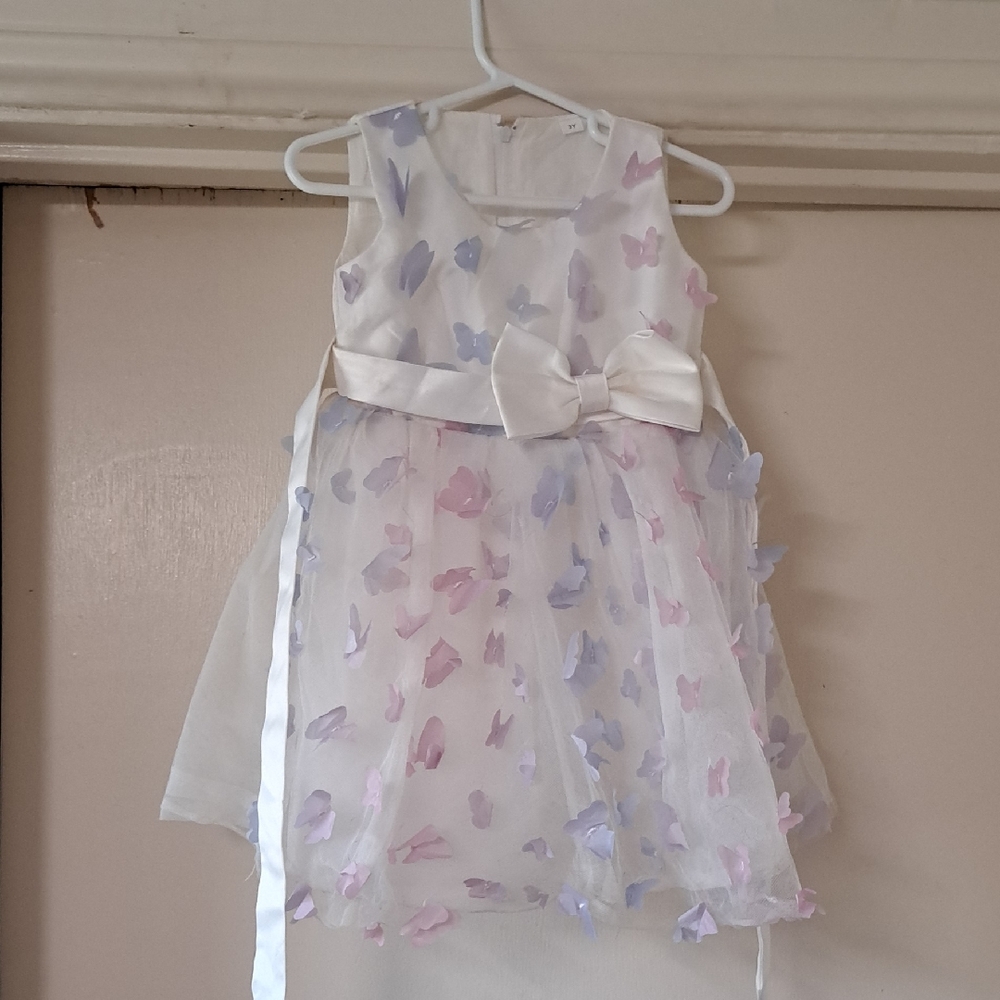 Floral White Dress with Bow